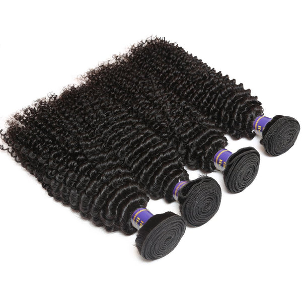 Easy Hair 10A Peruvian Virgin Hair Kinky Curly 4 Bundles With Lace Closure Unprocessed Human Hair Bundles - Easy Hair