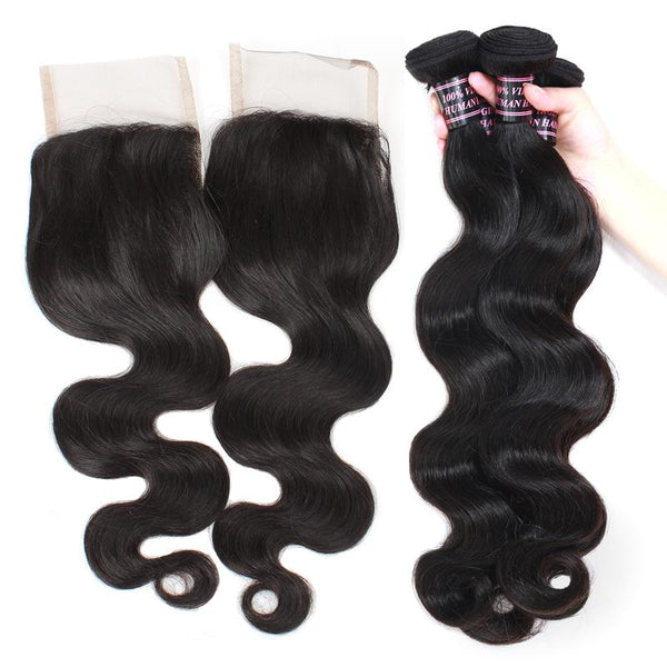 Easy Hair Malaysian Body Wave Virgin Human Hair 3 Bundles With Lace Closure - Easy Hair