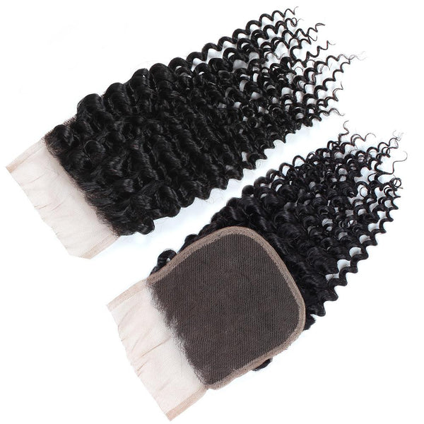 Easy Hair Malaysian Virgin Human Hair Curly Wave 4x4 Swiss Lace Closure Extensions - Easy Hair