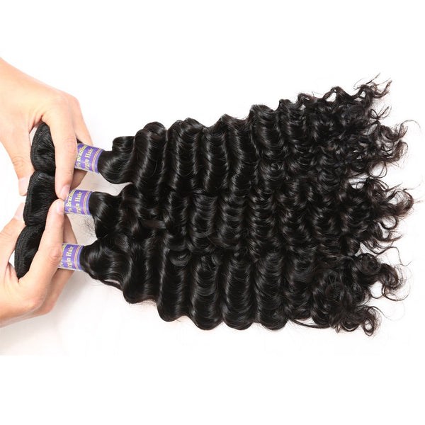 Easy Hair 10A Peruvian Deep Wave Virgin Hair 3 Bundles With 13x4 Lace Frontal - Easy Hair