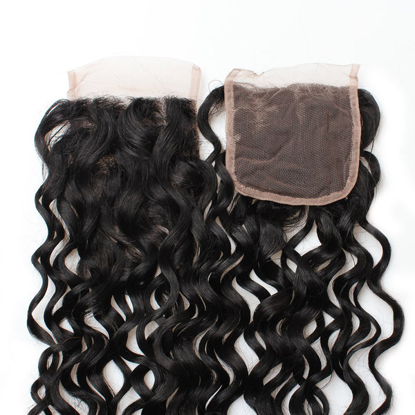 Easy Hair Brazilian Water Wave Hairstyles 4 Bundles with Lace Hair Closure - Easy Hair