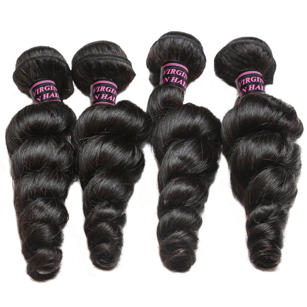 Easy Hair Virgin Peruvian Loose Wave 4 Bundles Human Hair Weave - Easy Hair