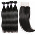 Easy Hair Brazilian Straight Human Hair 4 Bundles With Straight Lace Closure - Easy Hair