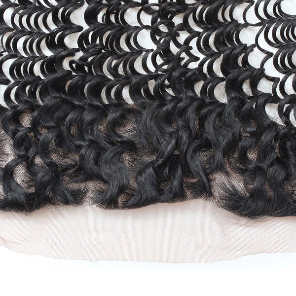 Easy Hair 10A Indian Deep Wave Hair 4 Bundles With Lace Frontal Closure Natural Color - Easy Hair