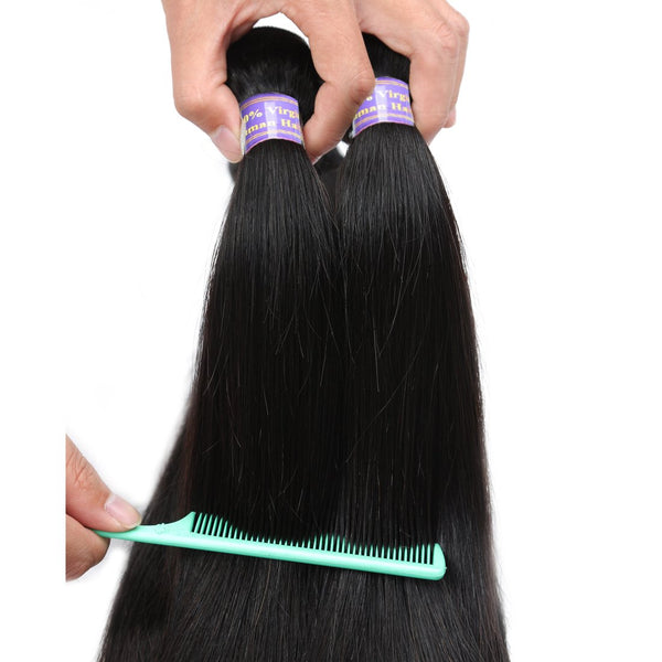 Easy Hair 10A Unprocessed Peruvian Silky Straight Human Hair 3 Bundles With Lace Closure - Easy Hair