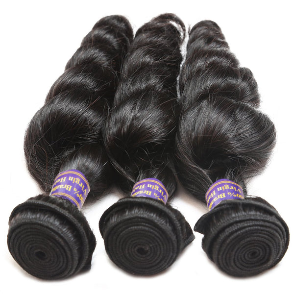 Easy 10A Grade 3 Bundles Brazilian Loose Wave Virgin Hair Mink Brazilian Hair Weave Bundles Human Hair - Easy Hair