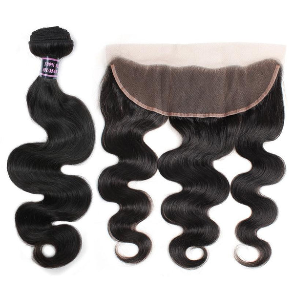 Easy Hair Brazilian Virgin Hair Body Wave 3 Bundles With Lace Frontal Closure - Easy Hair