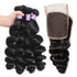 Easy Hair 10A 4 Bundles Peruvian Virgin Hair Loose Wave  With Closure Unprocessed Human Hair Bundles - Easy Hair