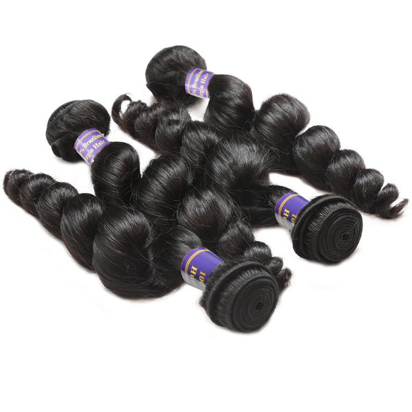 Easy Hair 10A Brazilian Virgin Human Hair Loose Wave 4 Bundles With Closure - Easy Hair