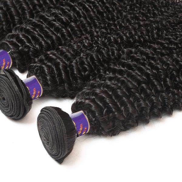 Easy Hair  10A Unprocessed Peruvian Kinky Curly Human Hair 3 Bundles With Lace Closure - Easy Hair