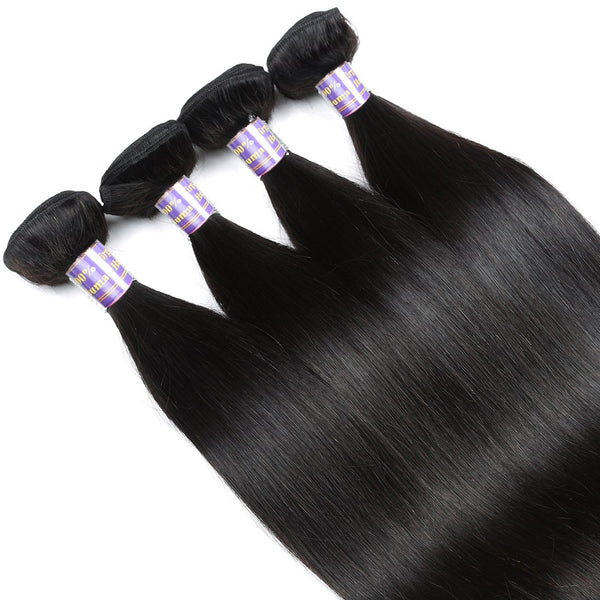 Easy Hair 10A Peruvian Straight Virgin Hair 4 Bundles with 13x4 Lace Frontal - Easy Hair