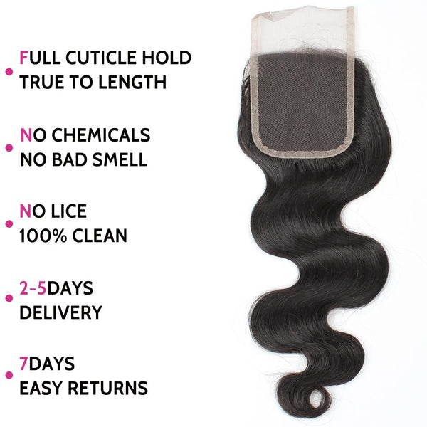 Easy Hair 10A Unprocessed Brazilian Body Wave Human Hair 3 Bundles With Lace Closure - Easy Hair