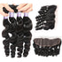 Easy Hair 10A Loose Wave Malaysian Virgin Hair 4 Bundles With 13x4 Lace Frontal Closure - Easy Hair