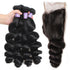 Easy Hair 10A Malaysian Virgin Human Hair Unprocessed Loose Wave 4 Bundles With Lace Closure - Easy Hair