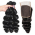 Easy Hair Malaysian Loose Wave Hair Virgin Human Hair 3 Bundles With Lace Closure - Easy Hair
