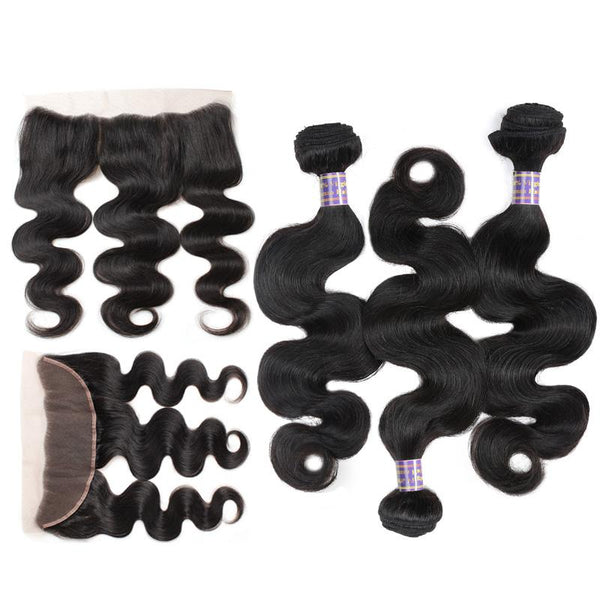 Easy Hair 10A Malaysian Body Wave Virgin Hair 3 Bundles With 13x4 Lace Frontal Closure - Easy Hair