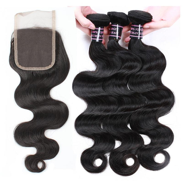 Easy Hair Malaysian Body Wave Virgin Hair 4 Bundles With Virgin Hair Closure - Easy Hair