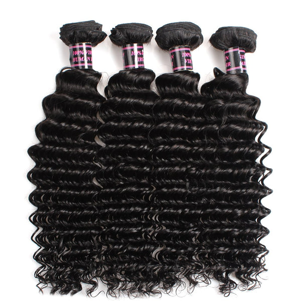 Easy Hair Peruvian Deep Wave Virgin Human Hair Bundles 4 pcs/lot - Easy Hair