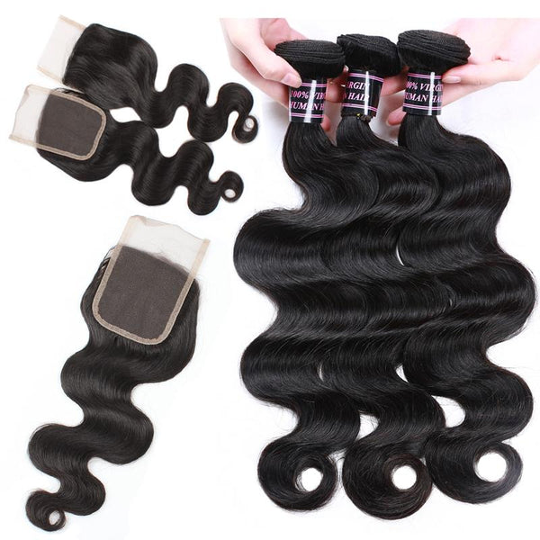 Easy Hair Malaysian Body Wave Virgin Hair 4 Bundles With Virgin Hair Closure - Easy Hair