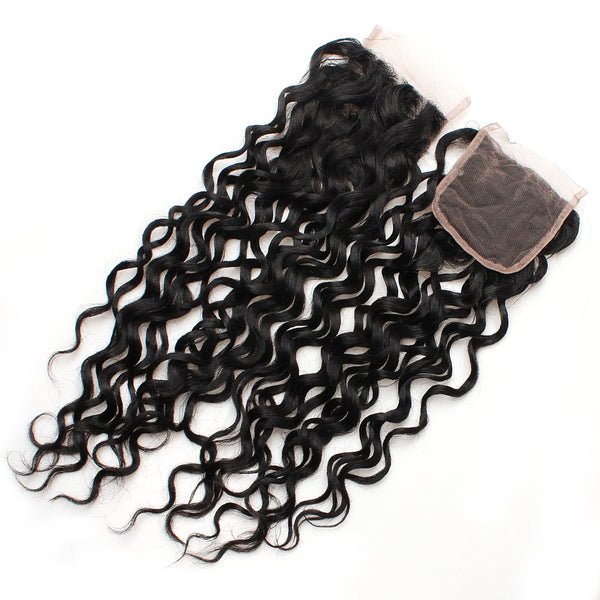 Easy Hair Malaysian Virgin Human Hair Water Wave Hair 3 Bundles With Lace Closure - Easy Hair