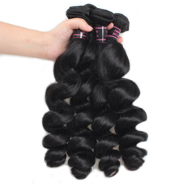 Easy Hair Affordable Loose Wave Hair Indian Human Virgin Hair 4 Bundles - Easy Hair