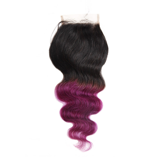 Easy Hair Brazilian T1B/BUG Ombre Body Wave Virgin Human Hair Extensions 3 Bundles With 4x4 Lace Closure - Easy Hair