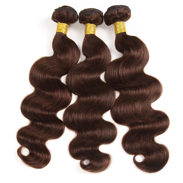 Easy Hair Body Wave Virgin Peruvian Human Hair 3 Bundles Ombre 4# Human Hair Weave 300g - Easy Hair