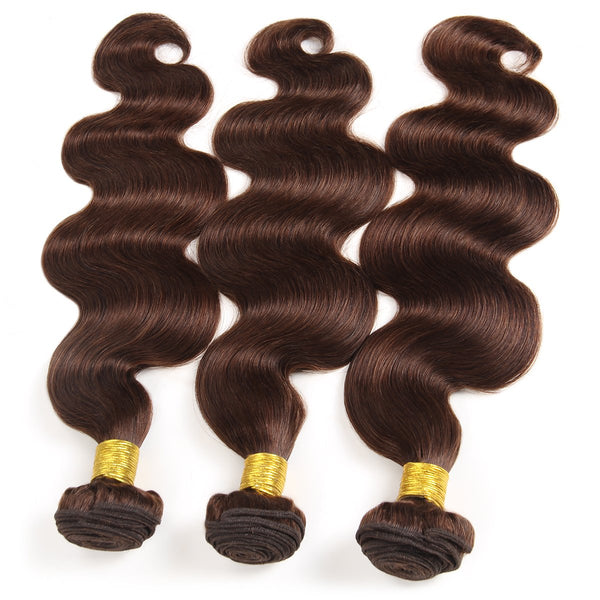 Easy Hair Body Wave Virgin Malaysian Human Hair 3 Bundles Ombre 4# Human Hair Weave 300g - Easy Hair