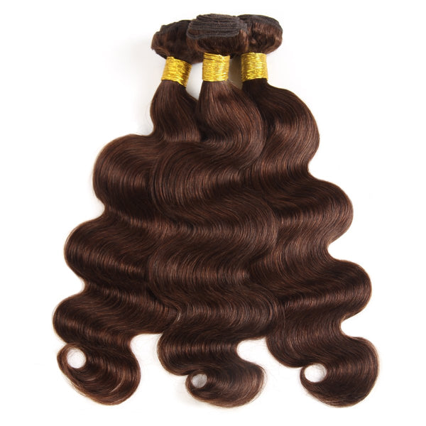 Easy Hair Body Wave Virgin Peruvian Human Hair 3 Bundles Ombre 4# Human Hair Weave 300g - Easy Hair