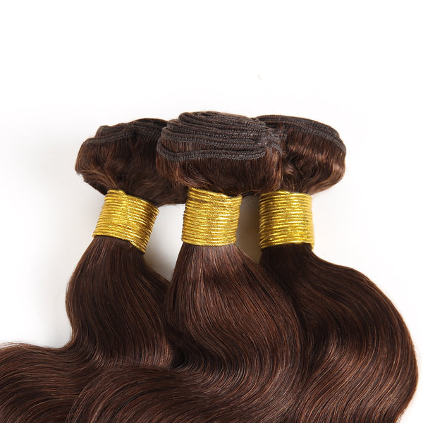 Easy Hair Body Wave Virgin Brazilian Human Hair 3 Bundles Ombre 4# Human Hair Weave - Easy Hair