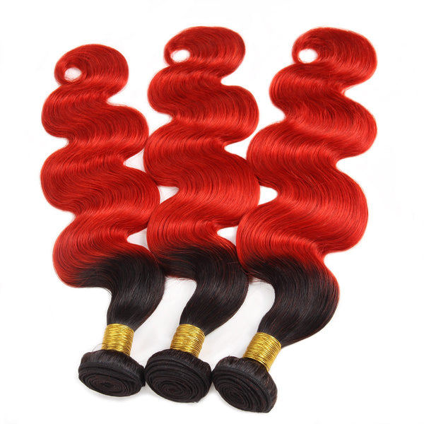 Easy Hair Indian T1B/39J Ombre Body Wave Virgin Human Hair Extensions 3 Bundles With 4x4 Lace Closure - Easy Hair