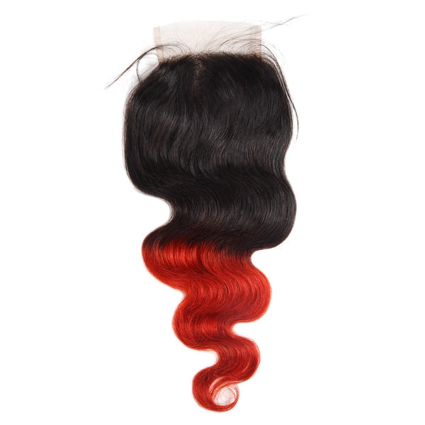 Easy Hair Brazilian T1B/39J Ombre Body Wave Virgin Human Hair Extensions 3 Bundles With 4x4 Lace Closure - Easy Hair