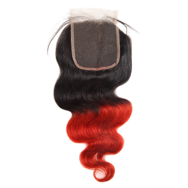 Easy Hair Brazilian T1B/39J Ombre Body Wave Virgin Human Hair Extensions 3 Bundles With 4x4 Lace Closure - Easy Hair