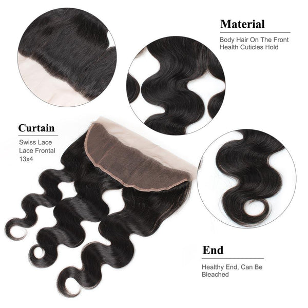 Easy Hair Malaysian Virgin Human Extensions Lace Frontal Body Wave 13x4 Closure - Easy Hair