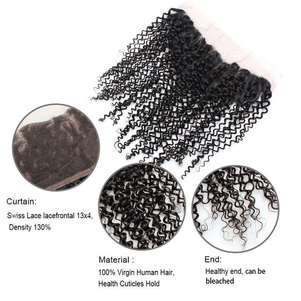 Easy Hair 10A Indian Virgin Curly Hair Weave 3 Bundles With 13x4 Lace Frontal - Easy Hair