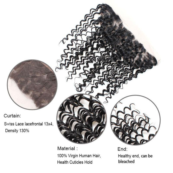 Easy Hair 10A Malaysian Deep Wave Virgin Hair 3 Bundles With 13x4 Lace Frontal - Easy Hair