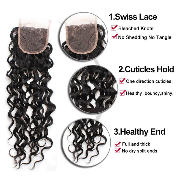 Easy Hair 10A Malaysian Virgin Hair Water Wave 4 Bundles With Lace Closure - Easy Hair