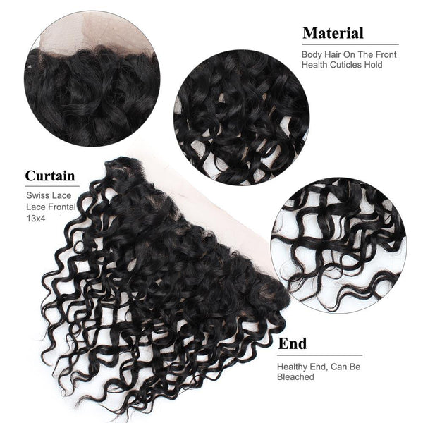 Easy Hair Brazilian Virgin Hair Water Wave 13x4 Ear To Ear Lace Frontal - Easy Hair
